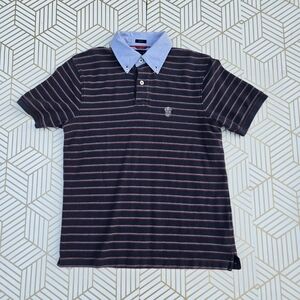 Tommy Hilfiger Men's Polo Shirt Size M Striped Colorblock 90s Vintage Trim Fit